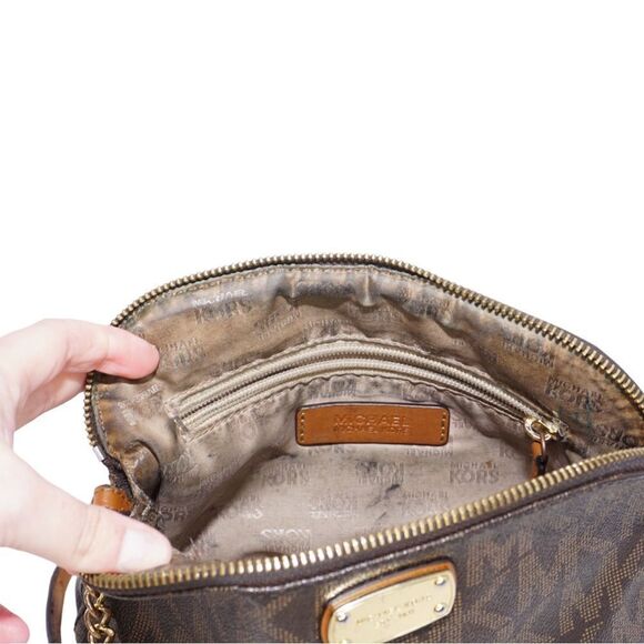 Michael Kors Brown Monogram Logo Dome Bag - Picture 5 of 9